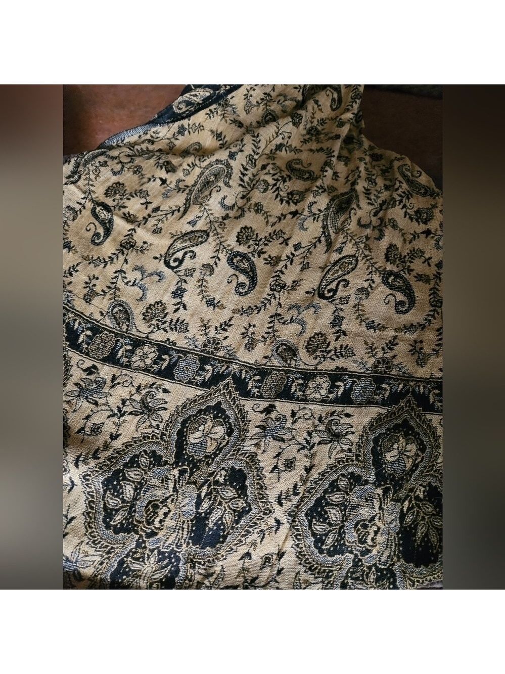 Paisley Butter Yellow and Black Shawl - Picture 3 of 8